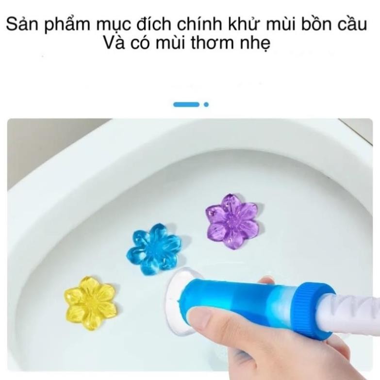 Gel Thơm Làm Sạch Khử Mùi Vệ Sinh Diệt Khuẩn Khử Trùng Bồn Cầu Hình Bông Hoa Giao Màu Ngẫu Nhiên