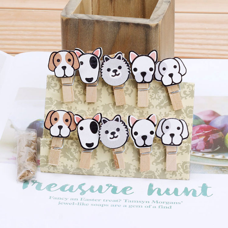 SET 10 Cái Kẹp Gỗ Sơn Design Pub hình Cún xinh