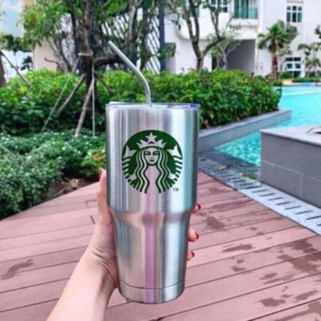 Cốc giữ nhiệt inox 900ml kèm túi và ống hút