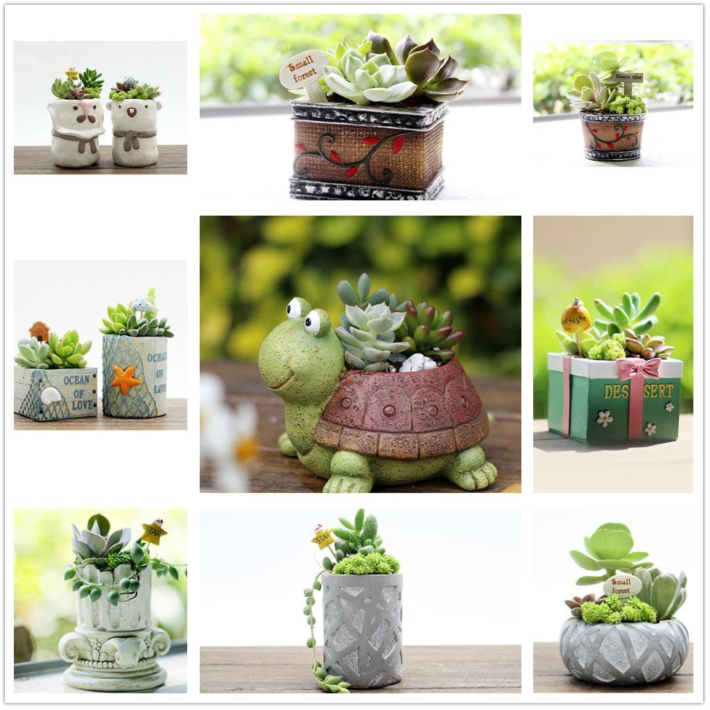 Flowerpot Creative Resin Flower Pot Planter Garden Succulent Plant Decor #2