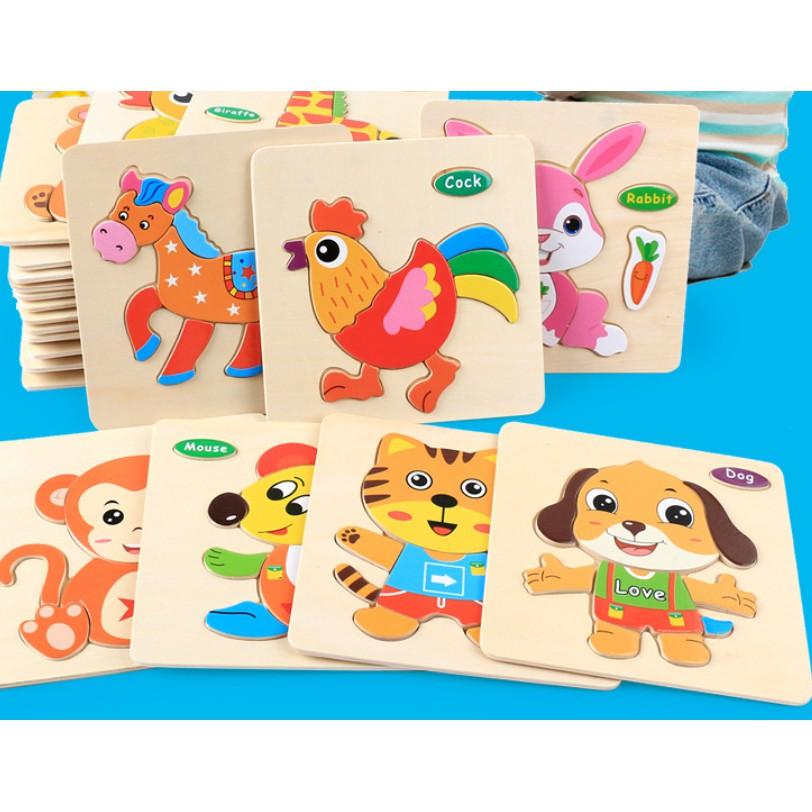 TRANH GHÉP GỖ NỔI 3D Nhiều Hình Ngộ Nghĩnh Cho Bé - Ghép Tranh Gỗ 0