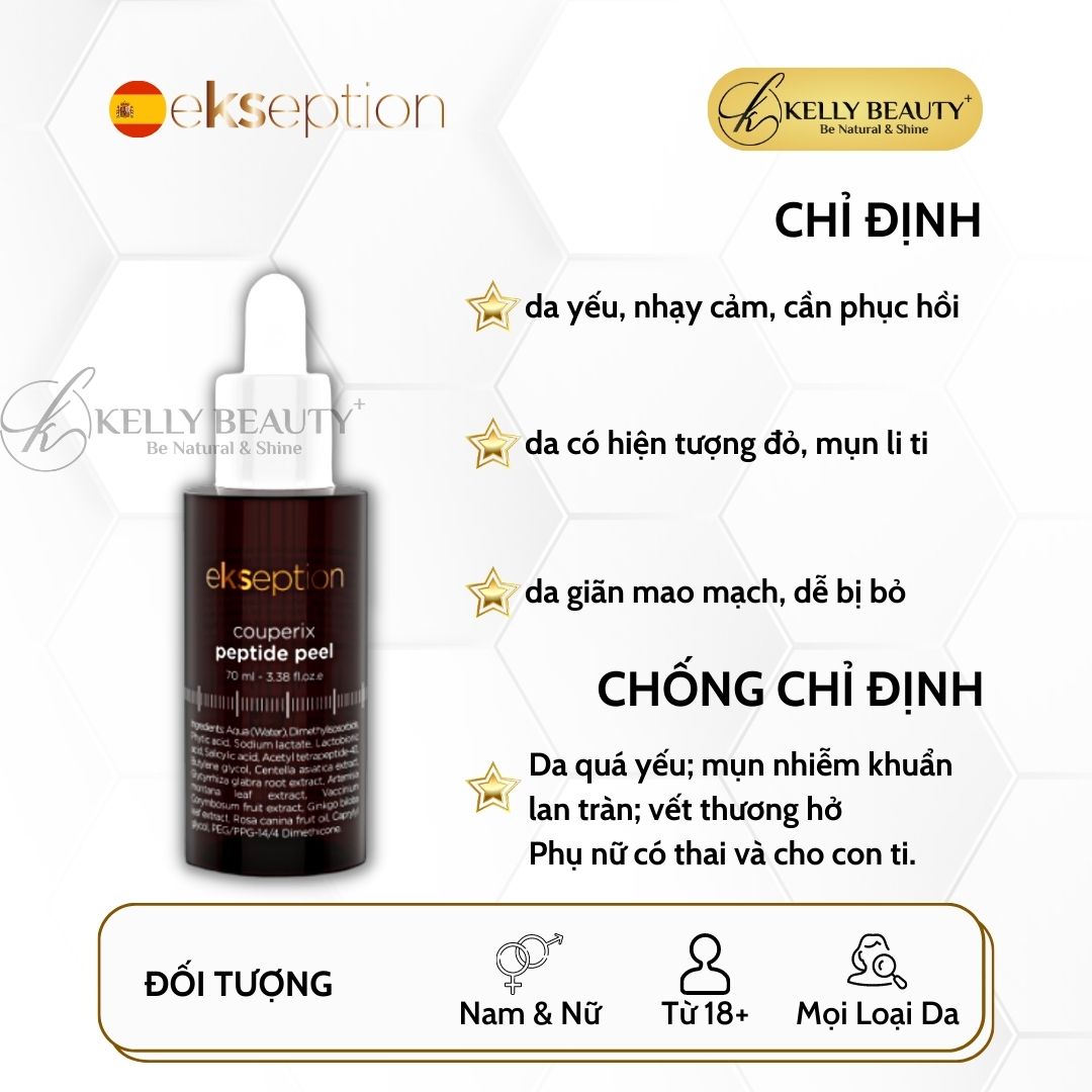 ekseption Couperix Peptide Peel - Phục Hồi Da Mỏng Yếu, Giãn Mao Mạch - Kelly Beauty