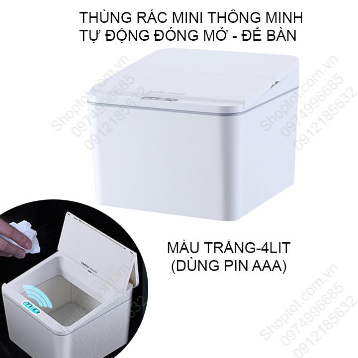 Hộp để rác mini cảm biến thông minh, tự động đóng mở nắp, để rác, để đồ cá nhân, để đồ nhà bếp, để đồ nhà tắm đa năng