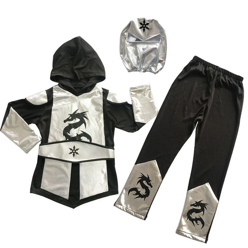 Ninja Trang Phục Trẻ Em Vàng Bạc Rồng Ninja Trang Phục Có Mũ Áo Sơ Mi Quần Kèm Mặt Nạ Carnival Trang Phục