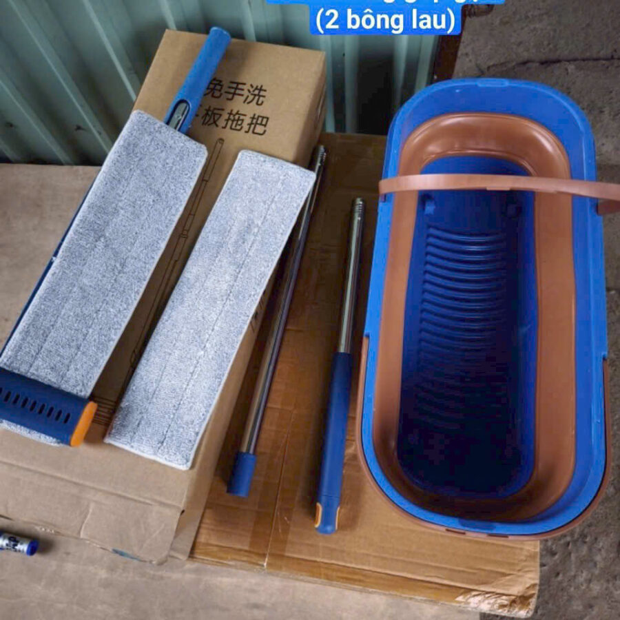 Bộ Cây Lau Kèm Thau Gấp Gọn Silicon Tặng Kèm 2 Bông Lau