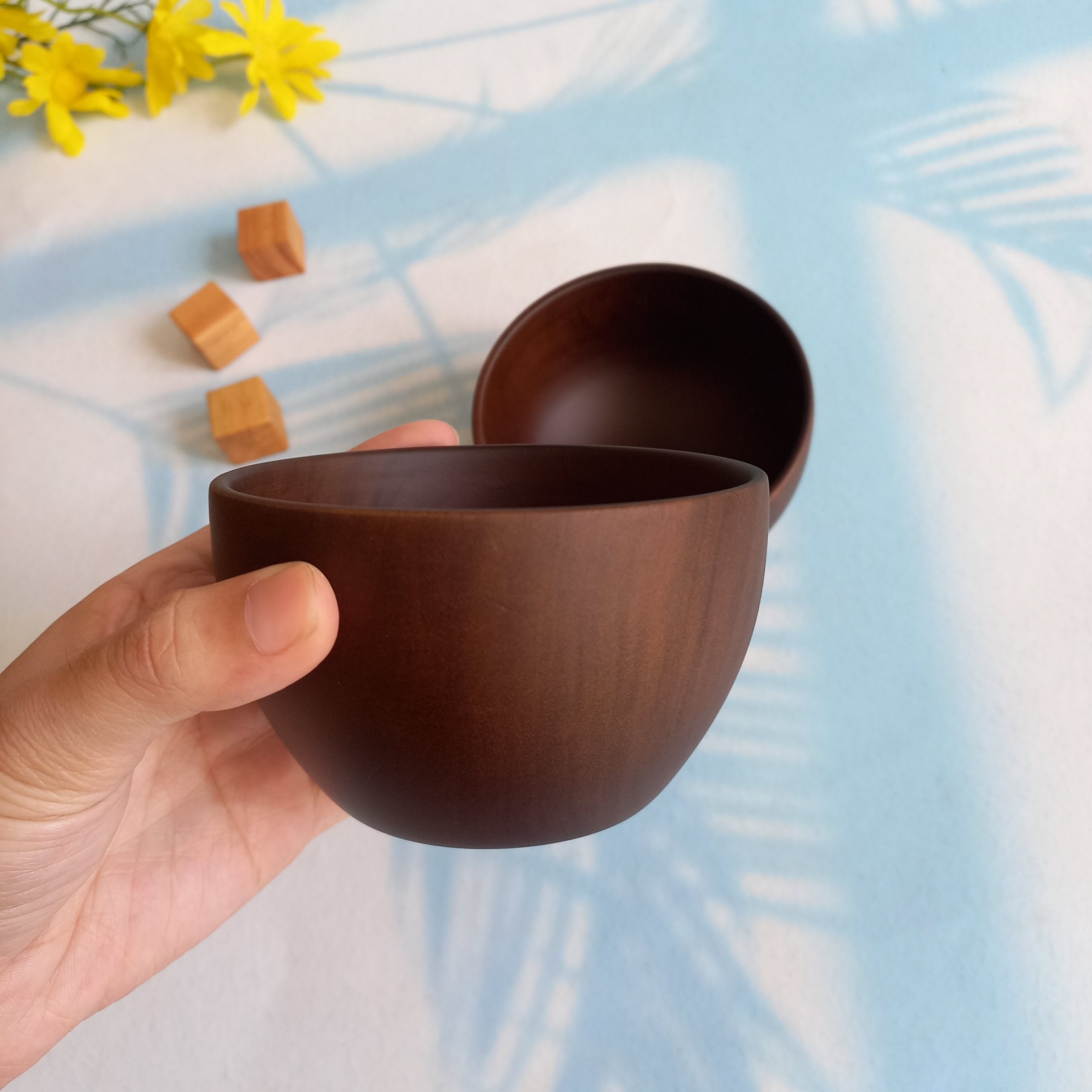 Bát Gỗ Keo Nâu Đen Size 10x6cm, Bát Nhỏ Xinh Ăn Cơm, Đựng Nước Chấm, Gia Vị