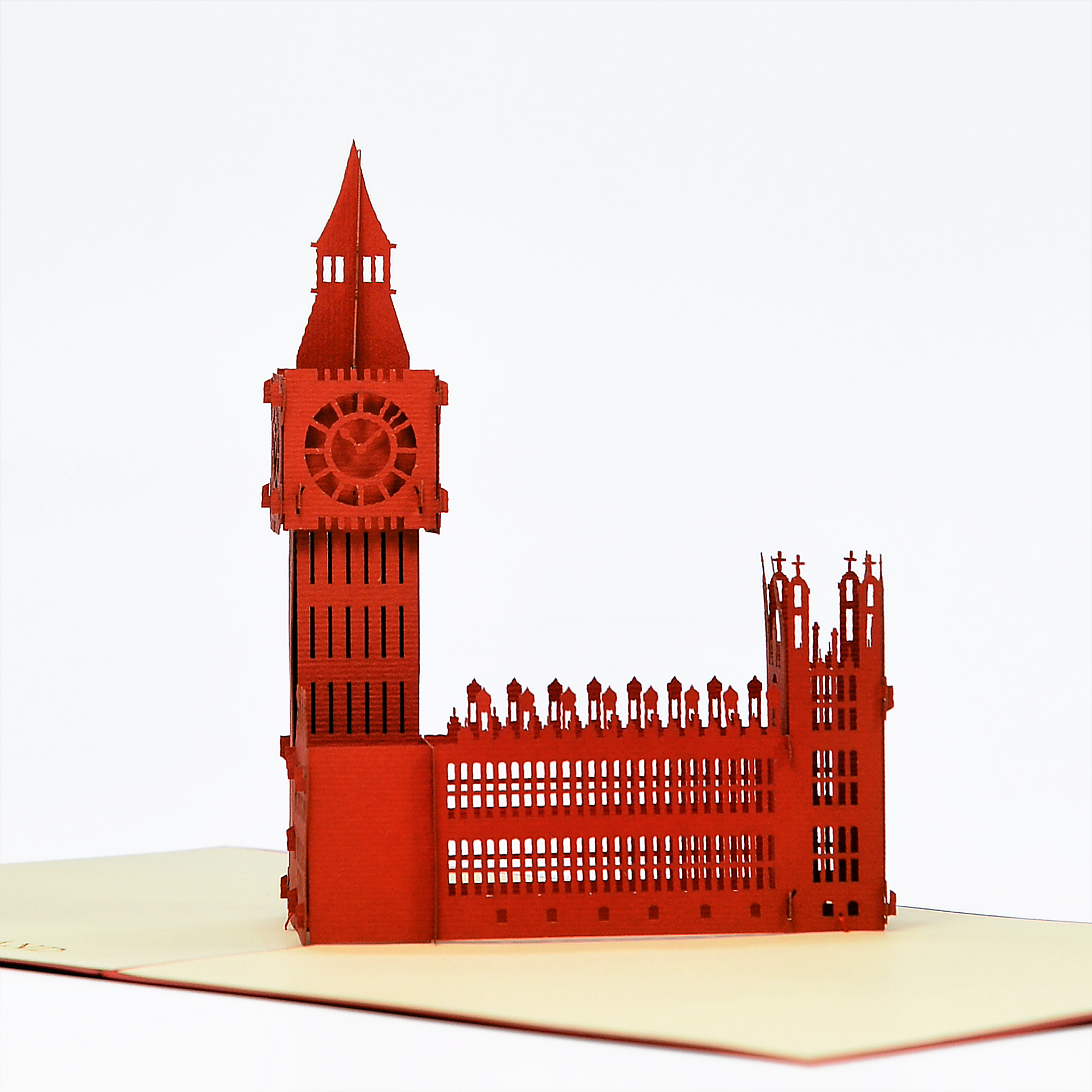 Thiệp nổi 3D handmade  Big Ben Clock Tower, Đồng hồ Big Ben size 15x15 cm FB002