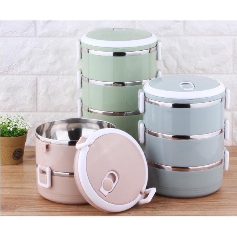 Hộp Cơm Giữ Nhiệt ANHOME 4 Tầng Lúa Mạch, Cặp Lồng Inox, Ăn Trưa Văn Phòng Tiện Lợi