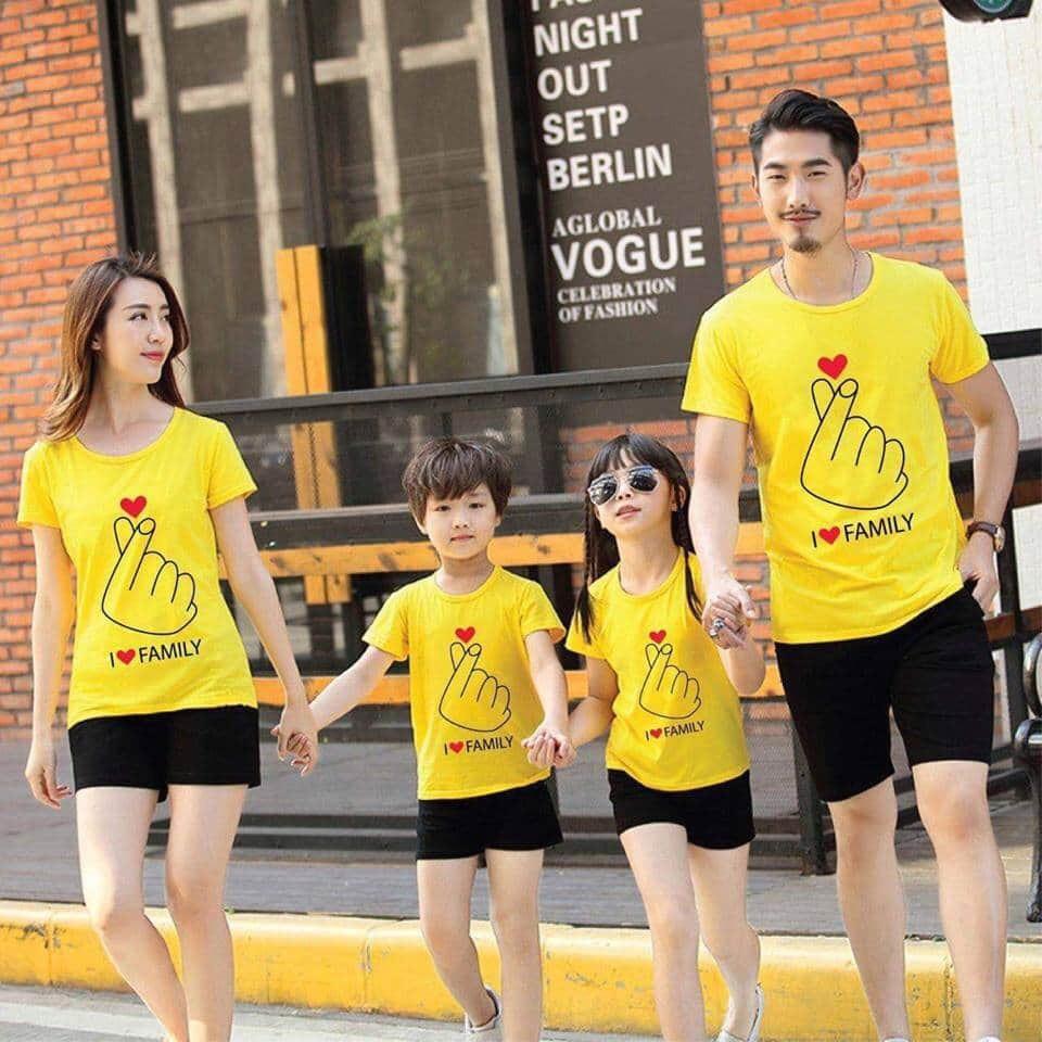 {đủ size} Áo thun gia đình, nhóm, lớp - I LOVE FAMILY (bắn tim)