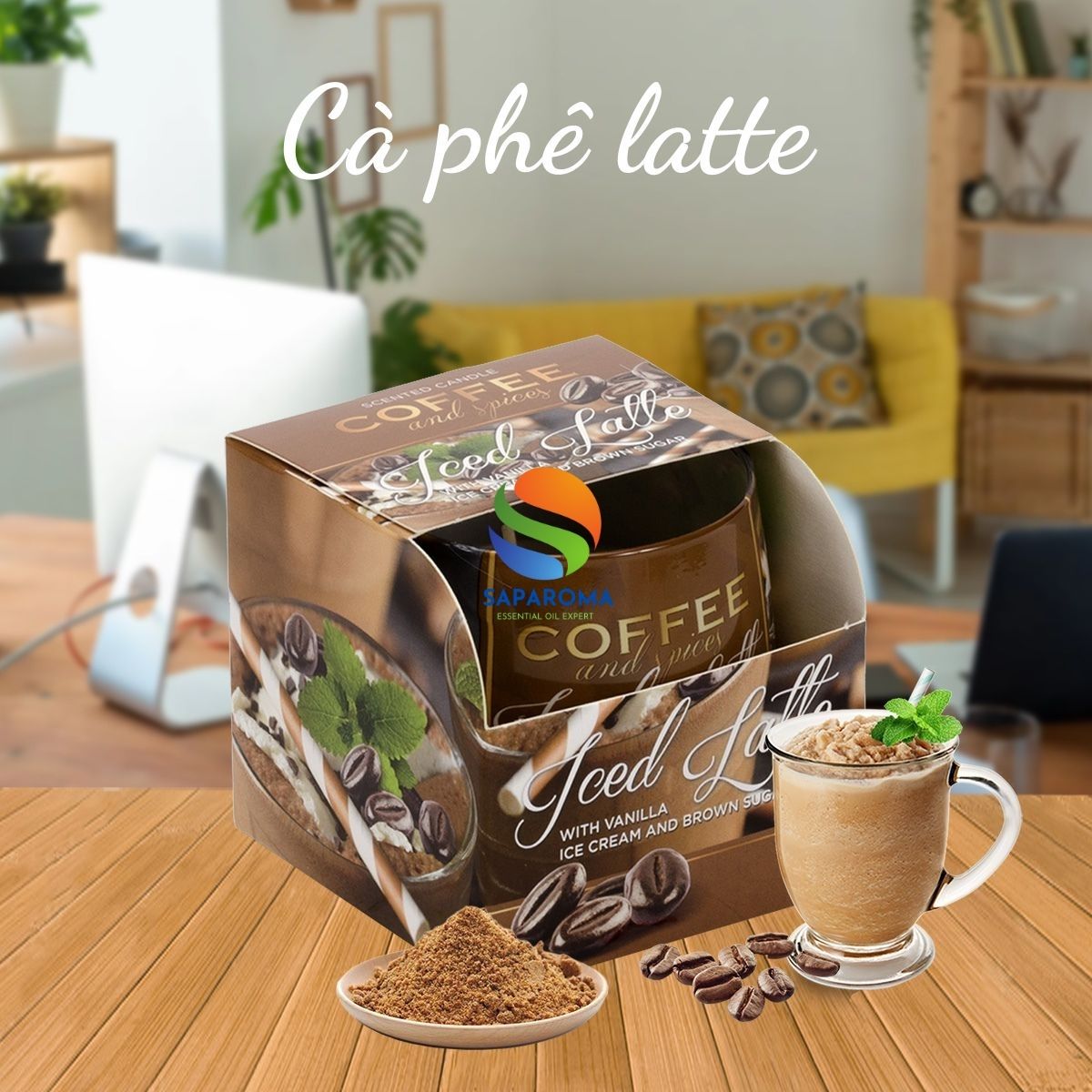 Ly nến thơm tinh dầu Bartek Coffee and Spices 100g QT04966 - cà phê capuchino, nến trang trí, thơm phòng, thư giãn, Hỗ trợ khử mùi