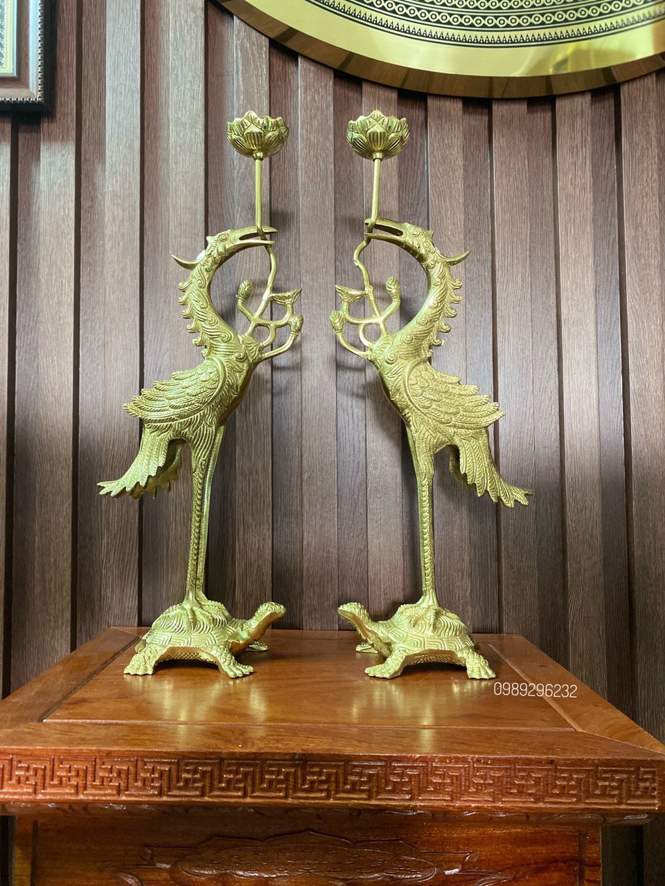 Đôi Hạc thờ bằng đồng cao 42cm
