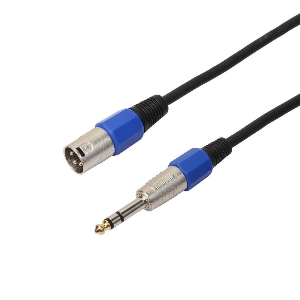3-pin XLR Male to 1/4" 6.35mm TRS Male Balanced Stereo Audio Mic Cable 0.3m