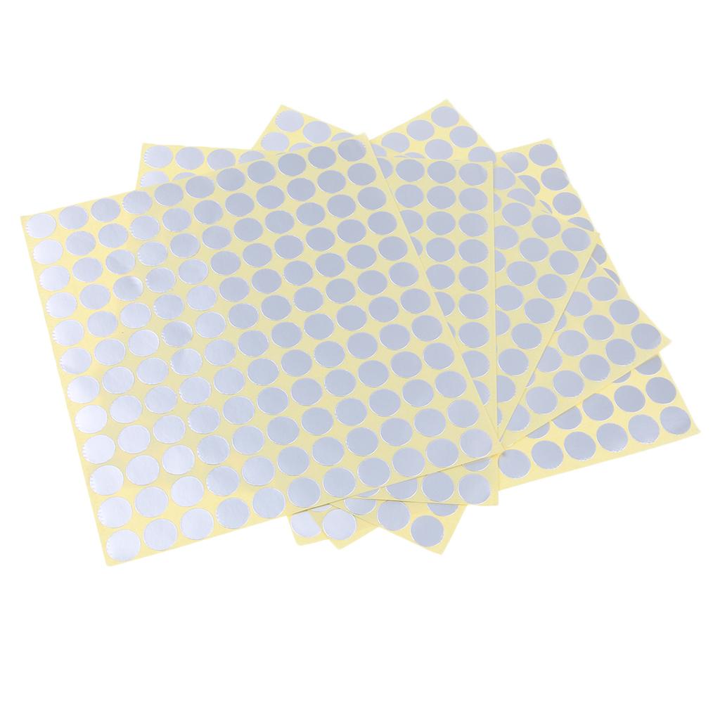 5 Sheets Essential Oil Bottle Cap Stickers Self Adhesive Labels Round Silver