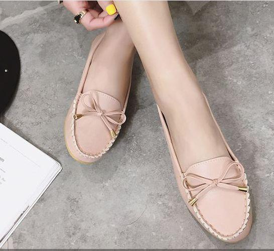 Giày lười slip on nữ da mềm, êm chân đính nơ xinh xắn GL5