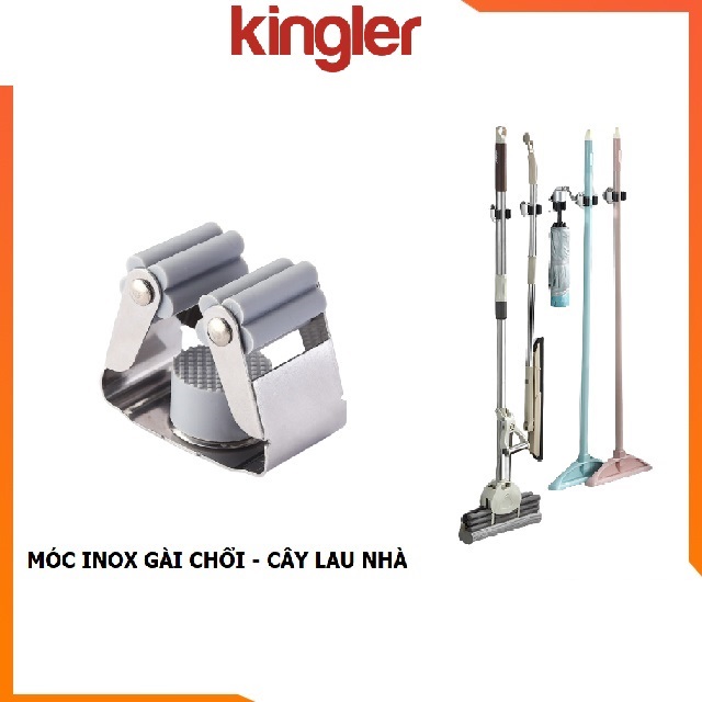 Giá Inox Treo Cây Lau Nhà Gắn Tường, Khô Ráo - Gọn Gàng - Ngăn Nắp, Gắn Keo Siêu Chắc Không Khoan Đục - Kingler 4031