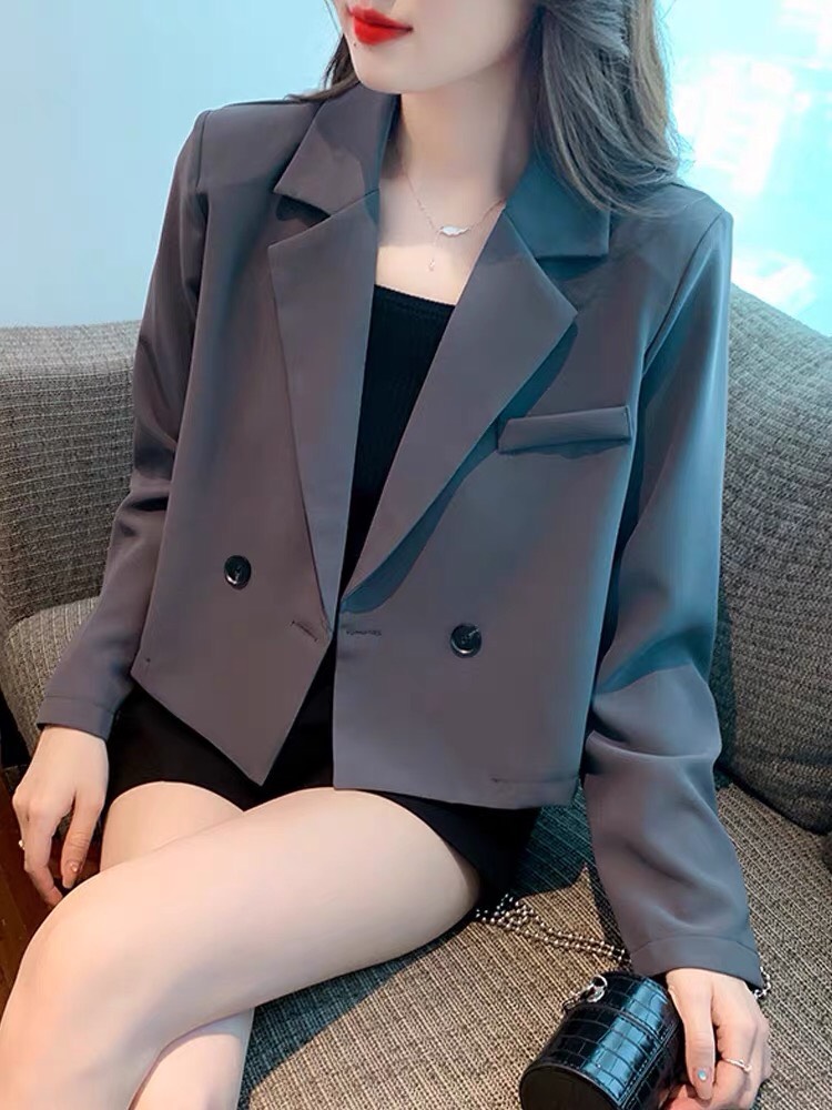 Áo blazer nữ dáng croptop dài tay Áo vest công sở nữ mùa đông dáng ngắn chất liệu tuyết mưa 2 lớp sang trọng thanh lịch