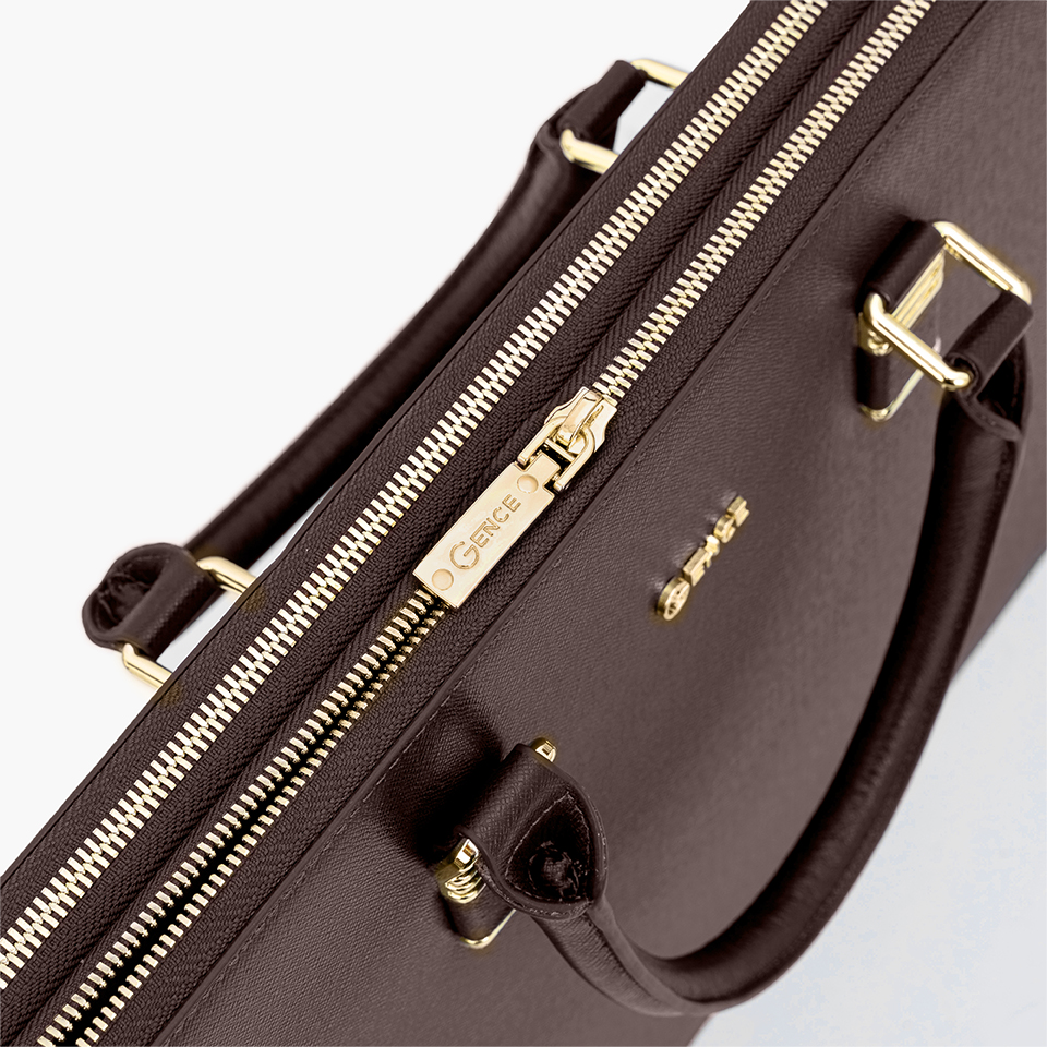 Cặp Da Công Sở Túi Xách Nam Chính Hãng GENCE CDX19 Da Bò Cao Cấp Màu Nâu