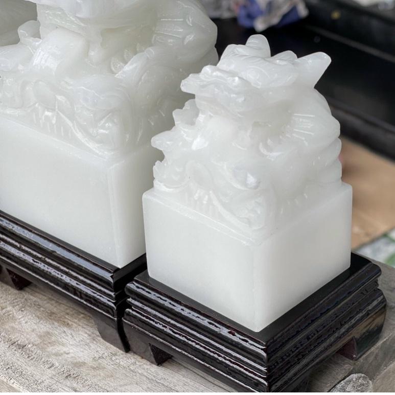 Ấn Rồng Bạch Ngọc , Ấn Rồng Phong Thủy Để Bàn - Cao 10cm & 12cm & 15cm