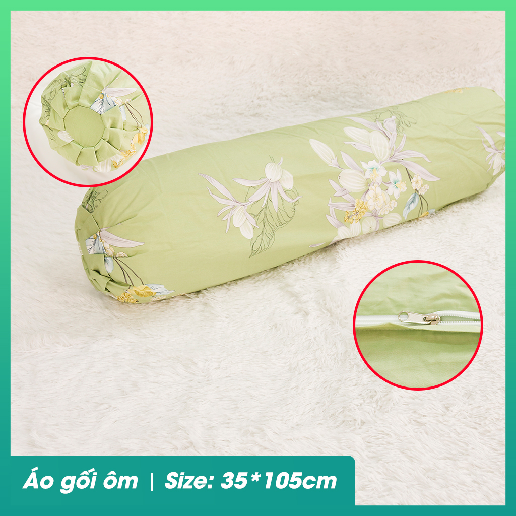 Vỏ gối ôm 35*105cm Amanda HQ2027, chất liệu cotton lụa satin Hàn Quốc mềm mịn tạo nên độ êm ái cho người dùng