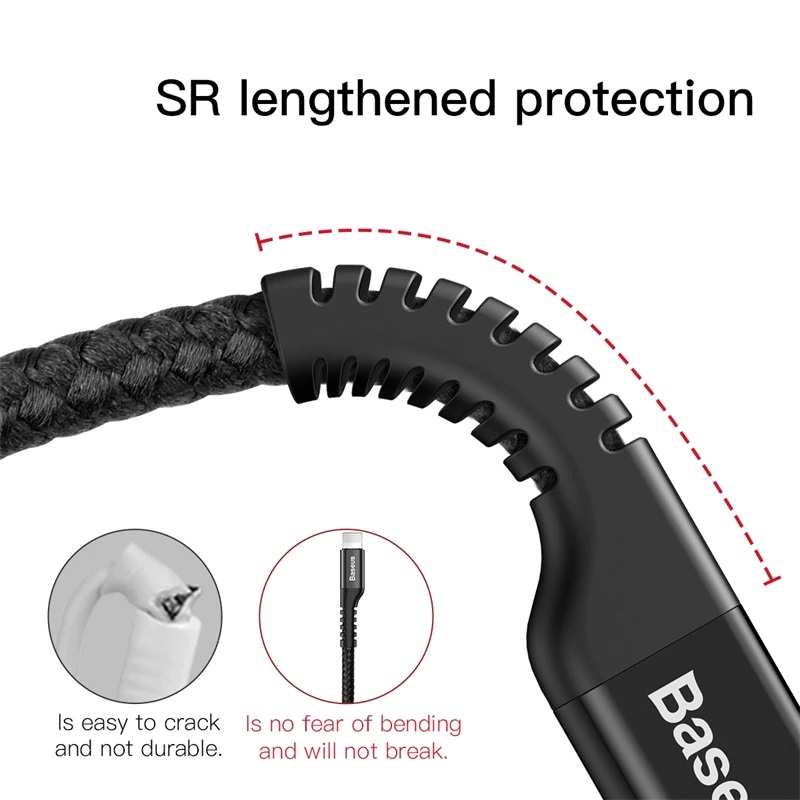 Dây cáp sạc lò xo Lightning cho iPhone iPad Baseus Spring 1m sạc nhanh (Đen) - Hàng chính hãng