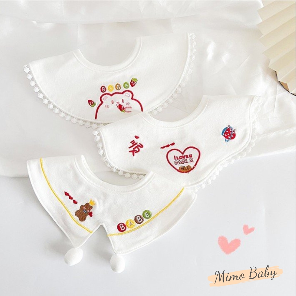 Set 3 yếm cổ cotton cao cấp họa tiết sắc màu đáng yêu cho bé YC17 Mimo Baby