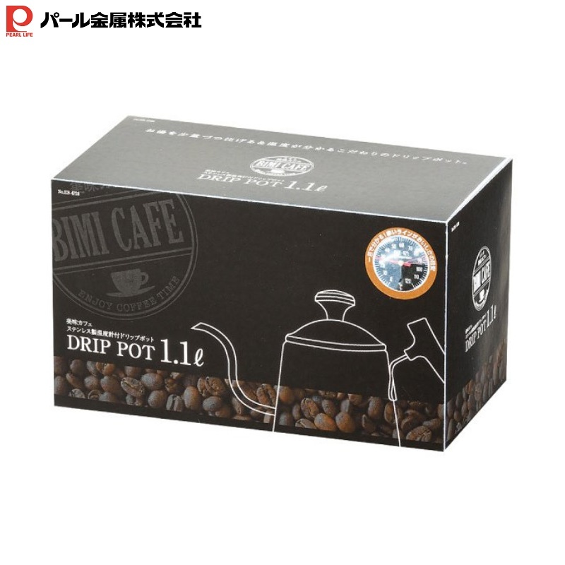 Ấm cổ ngỗng dùng cho bếp từ kèm nhiệt kế Pearl Metal Drip Pot 1.1L hàng nội địa Nhật Bản, nhập khẩu chính hãng