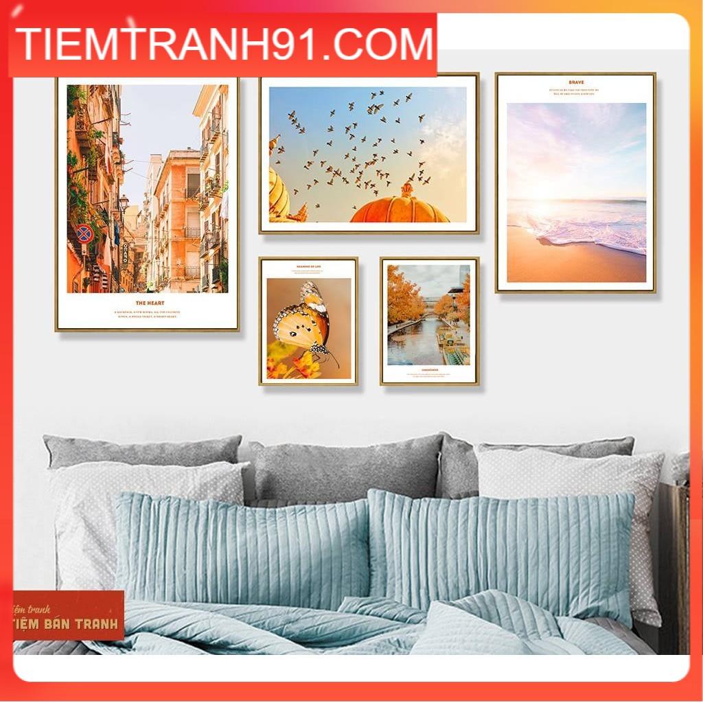 Tranh treo tường - Bộ 5 tranh canvas Bắc Âu hiện đại 03 , tranh canvas giá rẻ