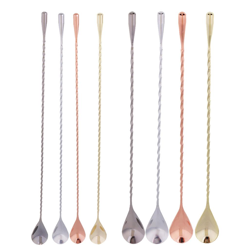 Stainless Steel Mixing Spoon Spiral Pattern Bar Cocktail Shaker Spoon Kitchen Utensils Bar Tools