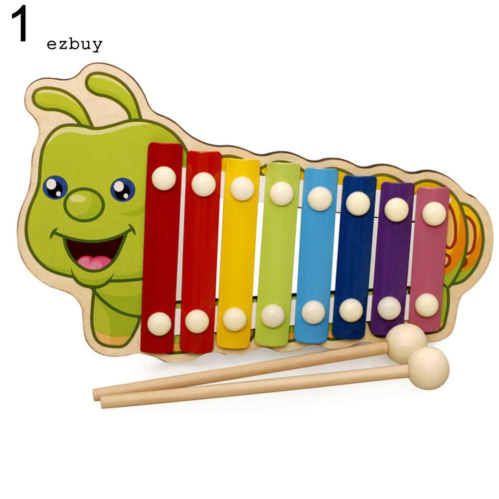 Đàn mộc cầm bằng gỗ gồm 8 phím họa tiết hoạt hình đáng yêu cho trẻ em