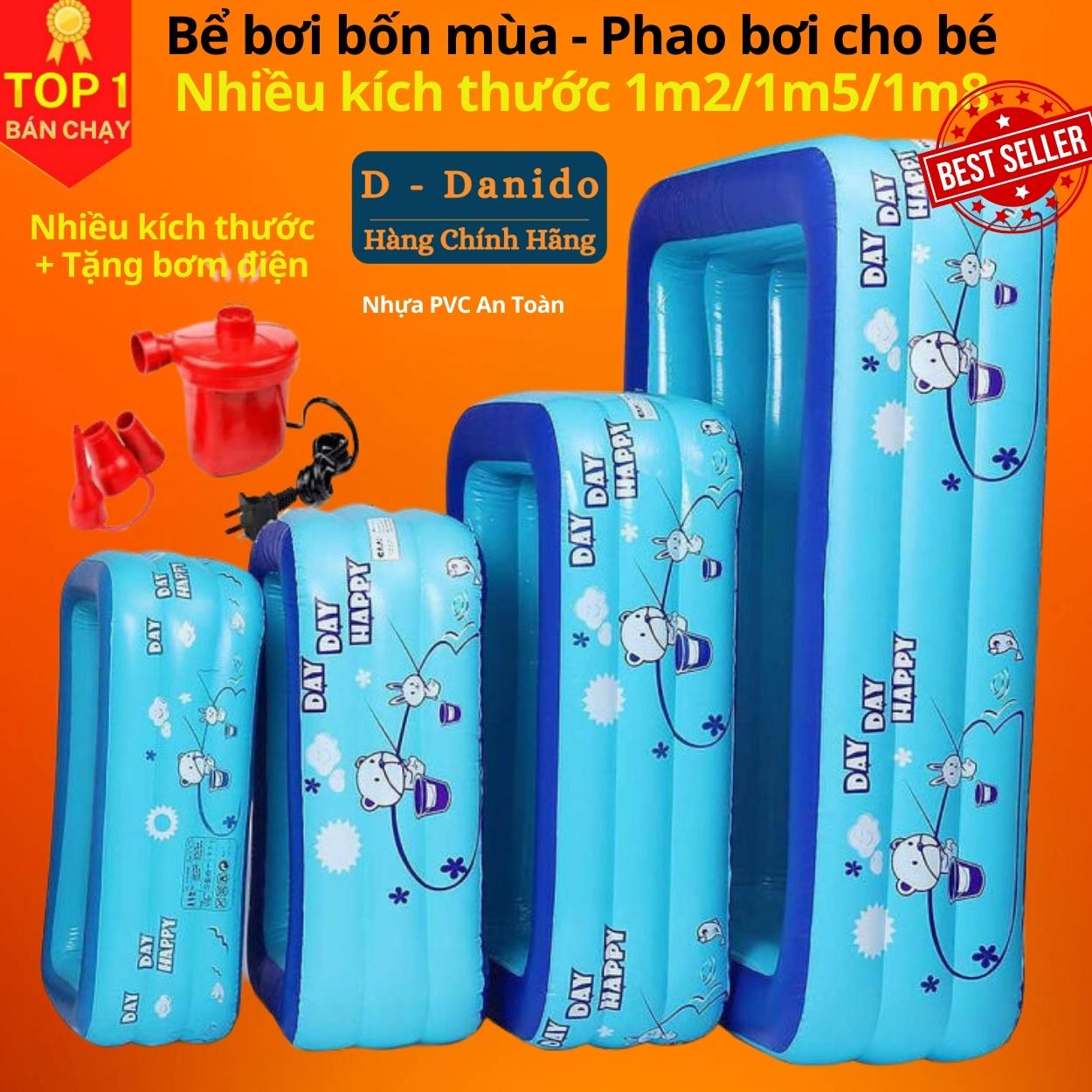 Bể bơi bơm hơi trẻ em chính hãng D Danido, Phao bơi cho bé 1.2m/1.5m/1.8m chất lượng, bền đẹp, 2 tầng - 3 tầng, dày dặn, chống trượt, Bể bơi cho bé, Hồ bơi nhân tạo