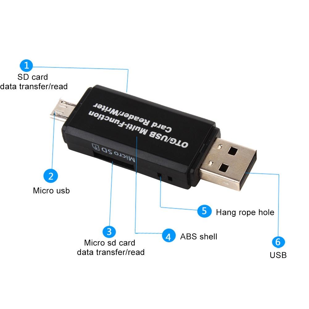 【ky】Portable High Speed Micro USB SD TF OTG Card Reader for Mobile Phone Laptop