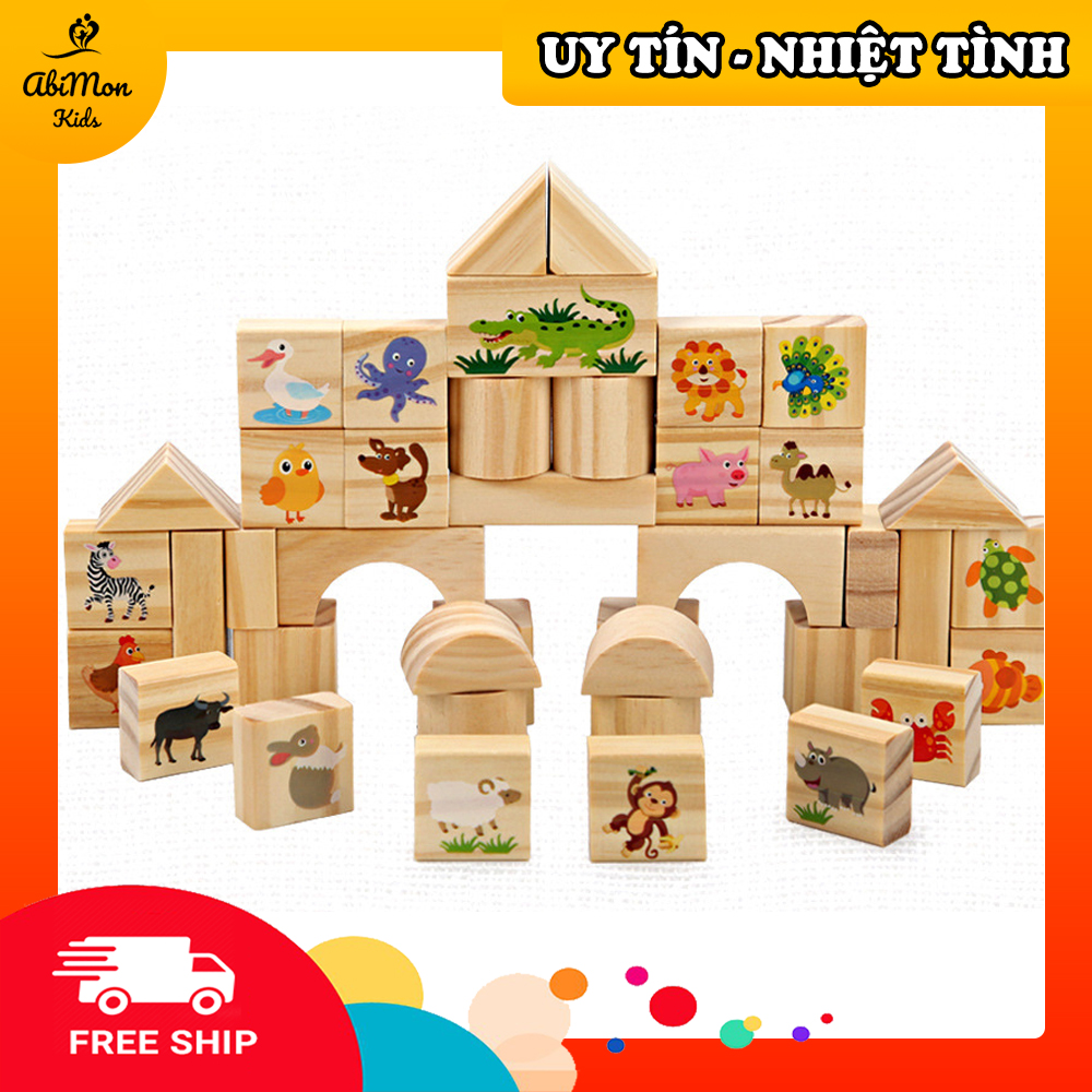 Bộ Xếp Hình Gỗ Thành Phố Cho Bé (120 chi tiết mẫu MỚI - 160 chi tiết mẫu cũ) || Montessori cao cấp || Đồ chơi Gỗ - Giáo dục - An toàn - Thông minh