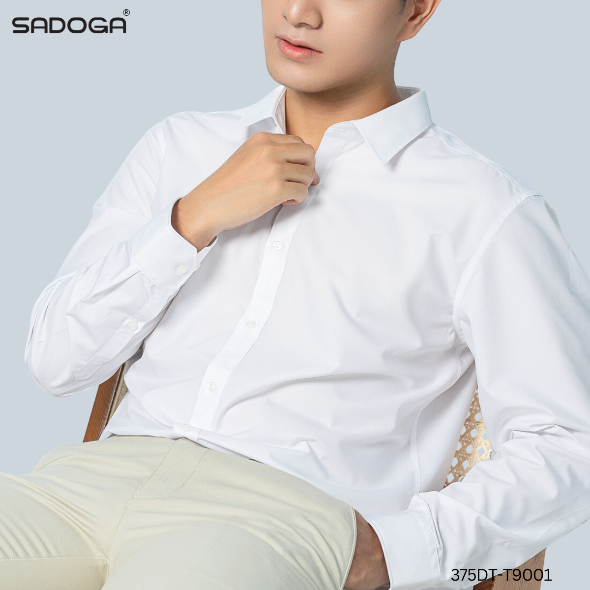 Áo Sơ Mi Trắng Sadoga Dài Tay Regular Fit, Thấm Hút Mồ Hôi, Chất Liệu Cao Cấp T9001