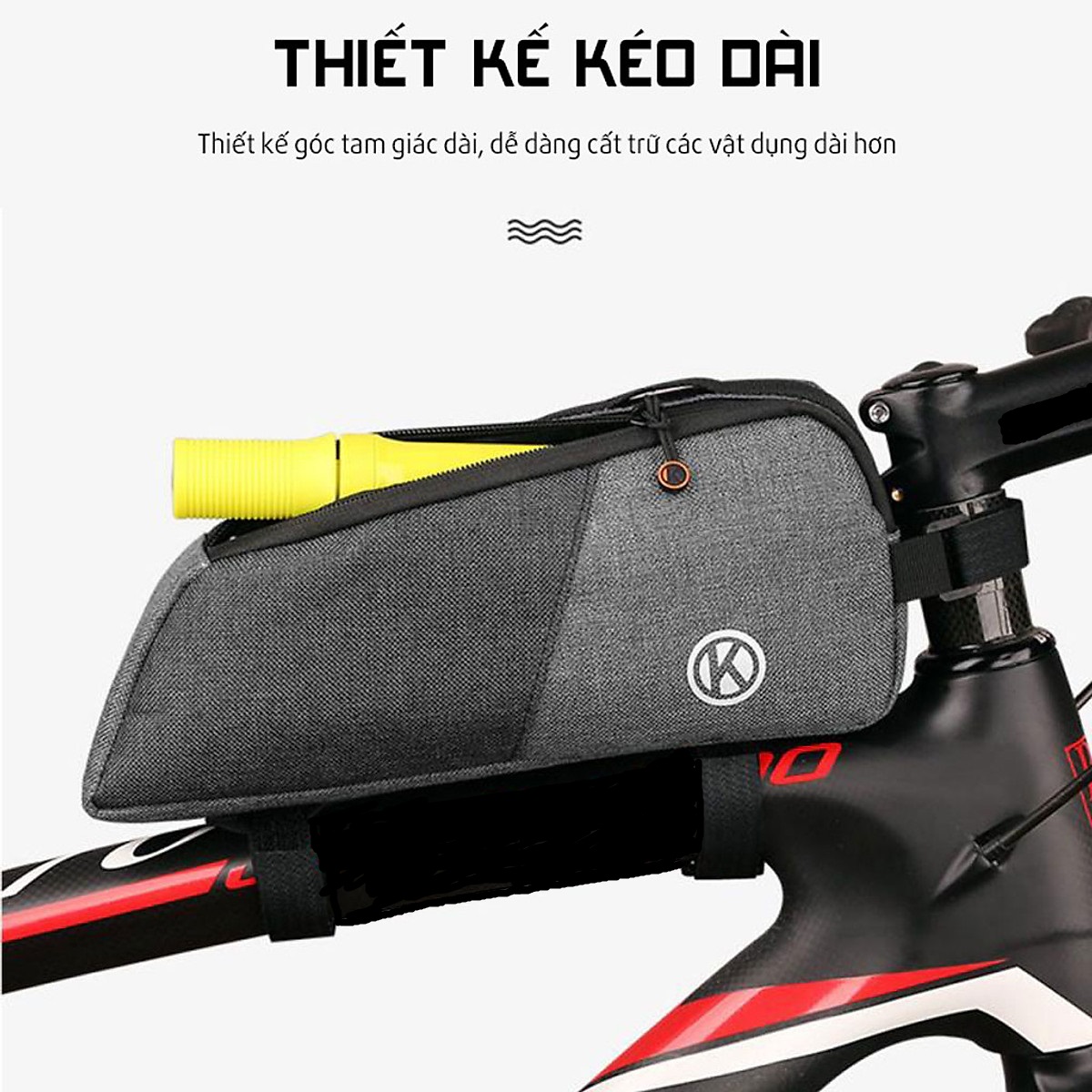 Túi Treo Xe Đạp Thể Thao The K Size Lớn 26cm - Túi Đeo Xe Đạp Địa Hình Chống Nước, Túi Treo Xe Đạp Thể Thao Chống Nước Size Lớn 26 cm Túi Xe Đạp Treo Sườn Xe Dài 1 Ngăn ML02 Chống Nước Vải Oxford Chống Mài Mòn - Phụ Kiện Xe Đạp Chính Hãng dododios