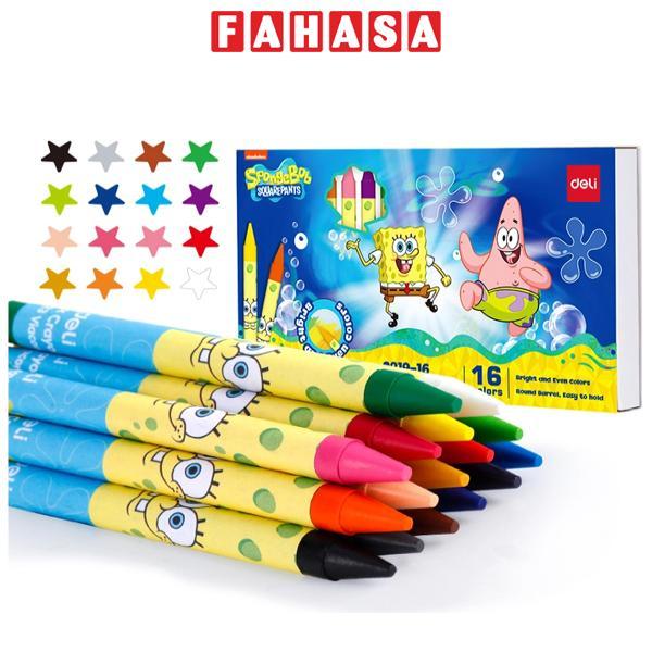 Hộp 16 Bút Sáp Màu - Hình Bọt Biển Spongebob - Deli EC219-16