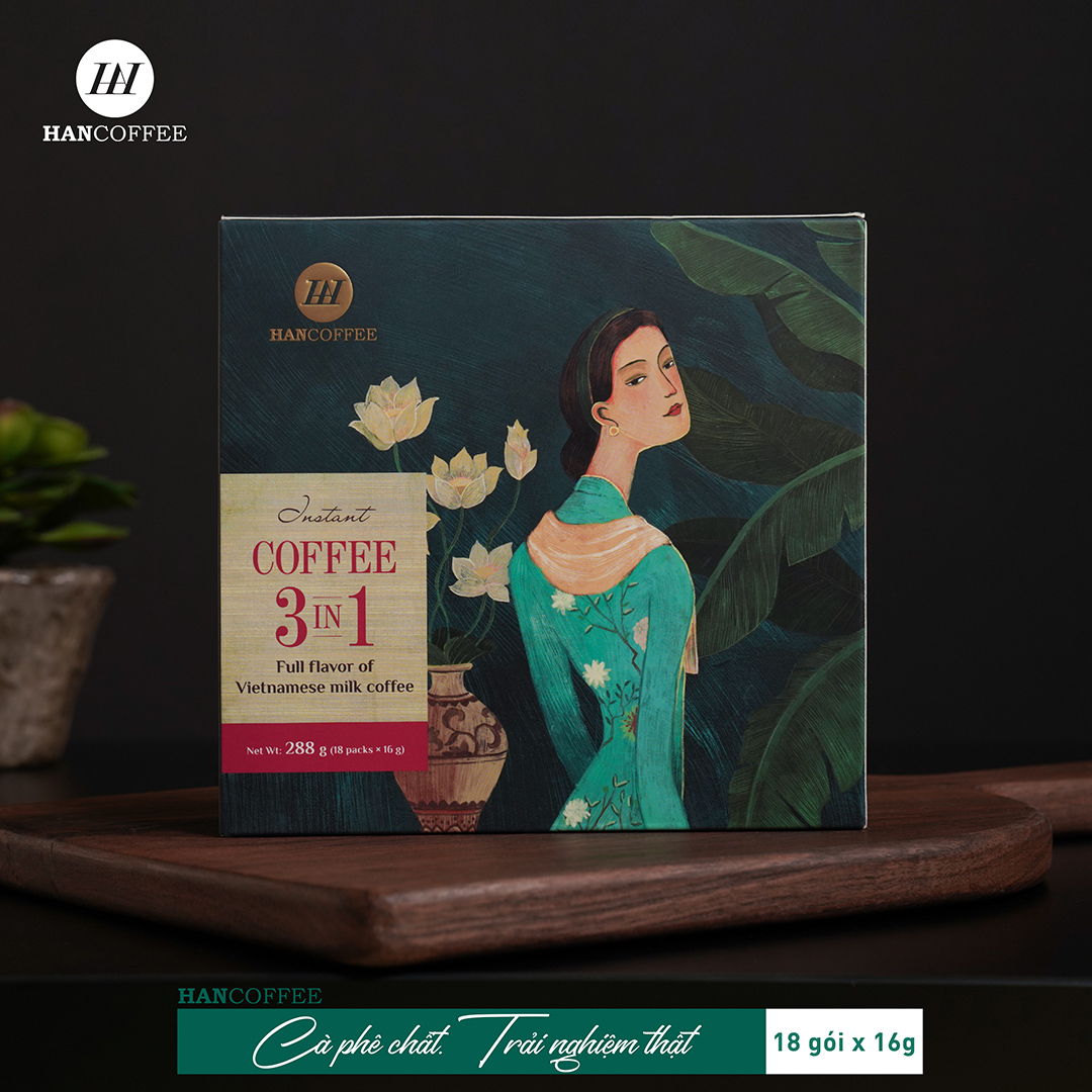 Cà Phê Hòa Tan 3IN1 Sấy Lạnh HANCOFFEE Ngọt Nhẹ, Đắng Dịu, Thơm Mùi Sữa Hộp 18 gói - HN3IN1