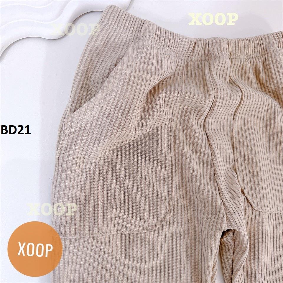 Bộ dài tay chất gân tăm- Bộ dài tay xoop quần có túi hộp cho bé BD21