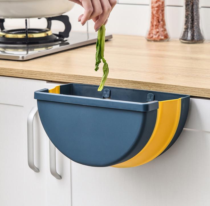 Thùng rác TRÒN gấp gọn treo kẹp tủ bếp nhựa dẻo siêu bền cho nhà bếp và xe hơi (màu ngẫu nhiên) GD352-ThungracGG-Tron