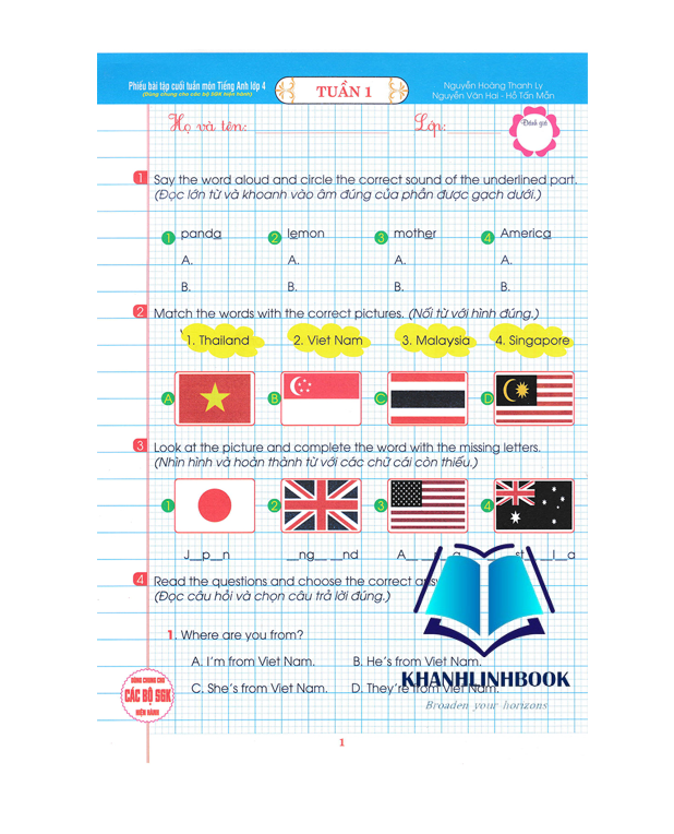 Sách - phiếu bài tập cuối tuần môn tiếng anh lớp 4 (dùng chung cho các bộ sgk hiện hành)