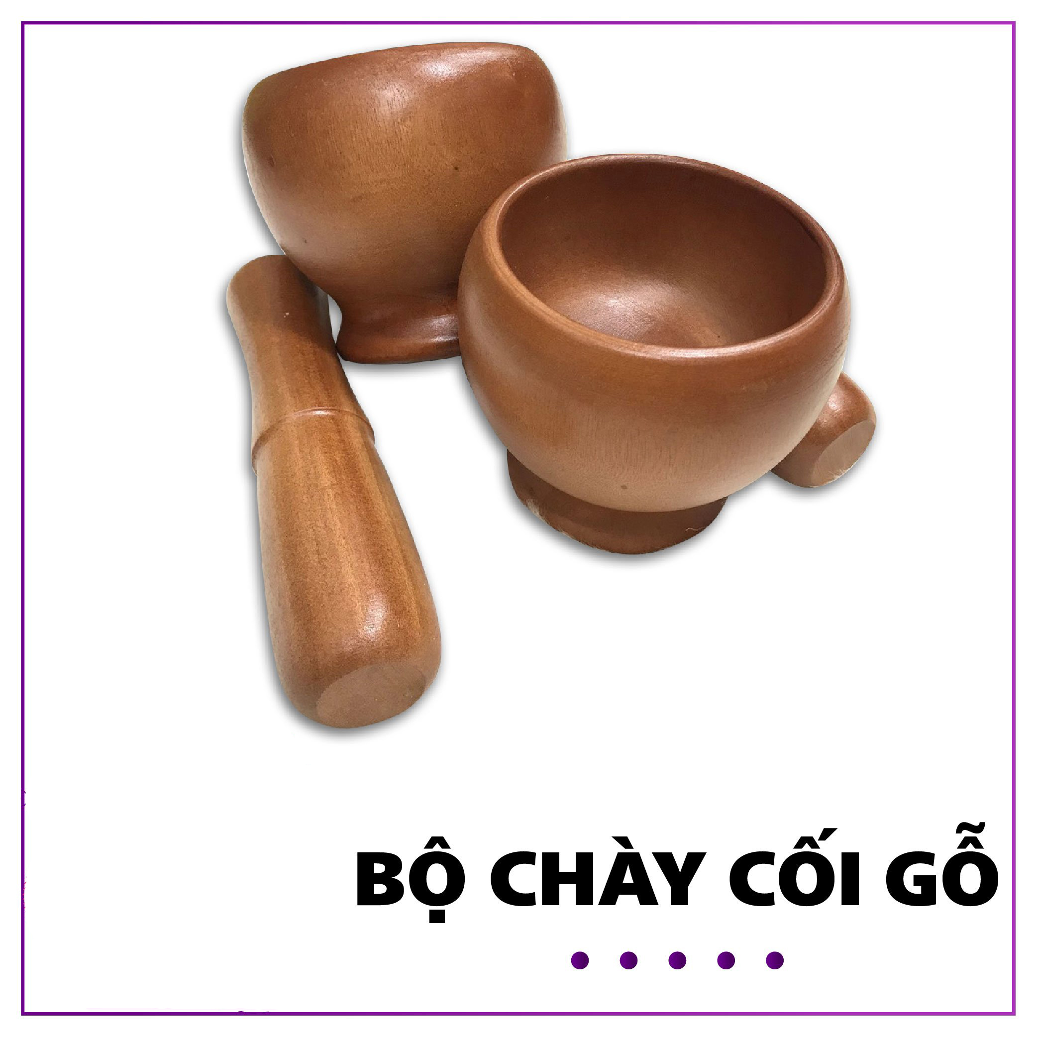 Bộ Chày Cối Gỗ Tự Nhiên Cao Cấp Giã Hành Tỏi, Gia Vị