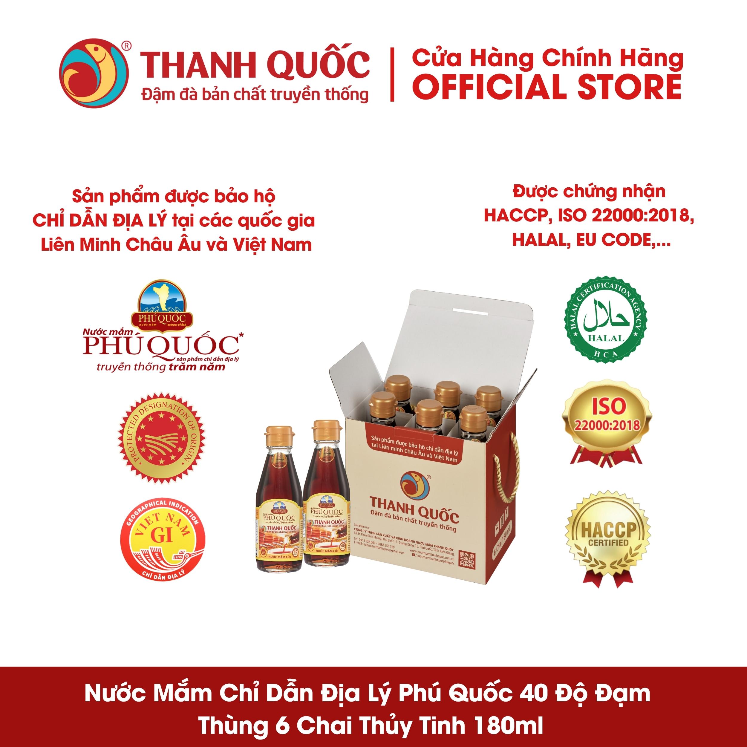 Hộp 6 Chai Nước Mắm Phú Quốc - Thanh Quốc 180ml 40N