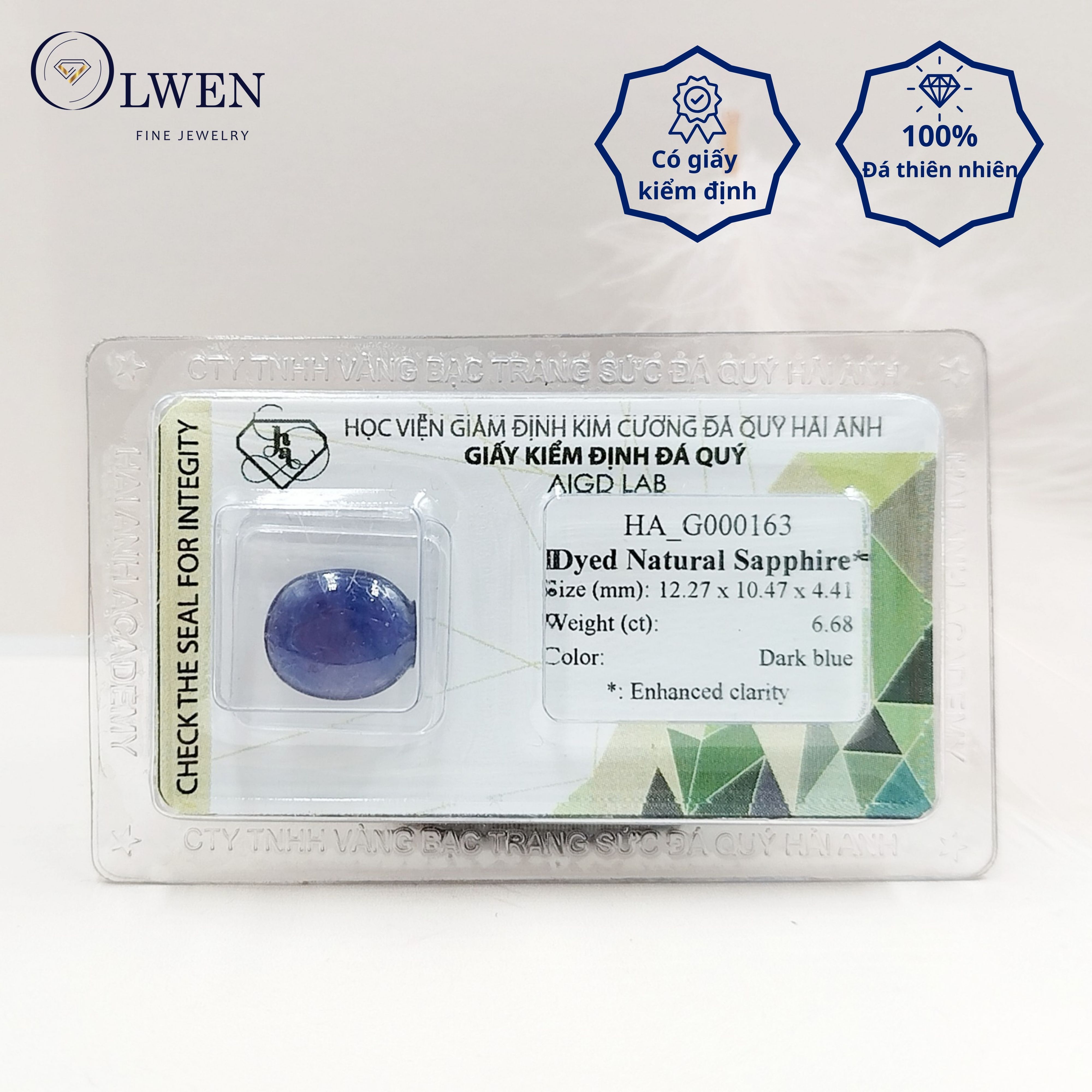 Viên đá Sapphire thiên nhiên HA-G000163