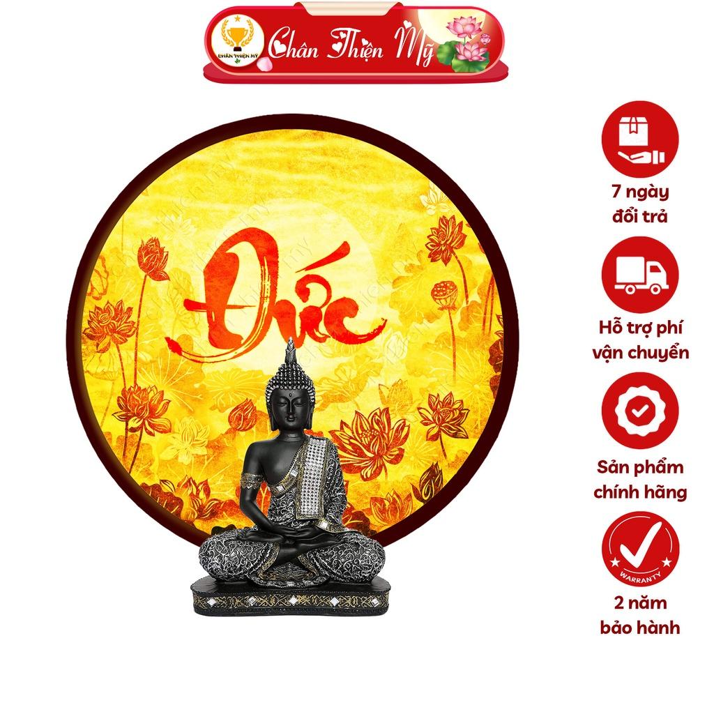 Đèn Thờ Hào Quang Phật Tranh Trúc Chỉ, Trang Trí Bàn Thờ, Hào Quang Trúc Chỉ Hoa Sen Chữ Đức TC-HQ-129