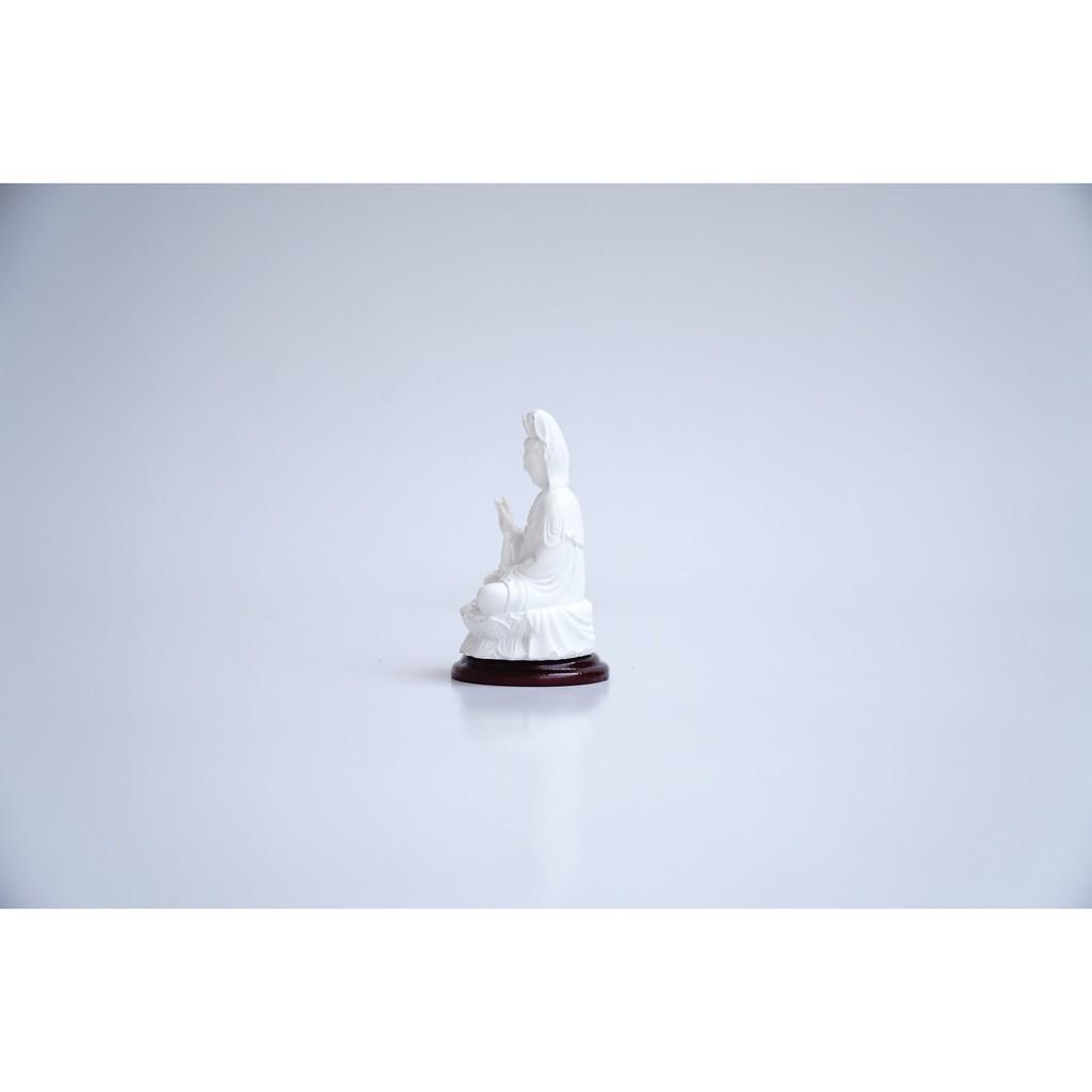 Tượng Phật Bà Quan Thế Âm Bồ Tát ngồi trắng ngà - Cao 6cm