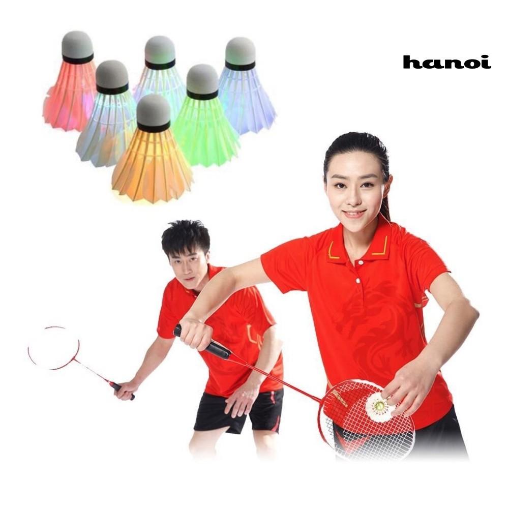 7Pcs LED Glowing Light Up Badminton Set Shuttlecock Birdies Night Lighting Ball
