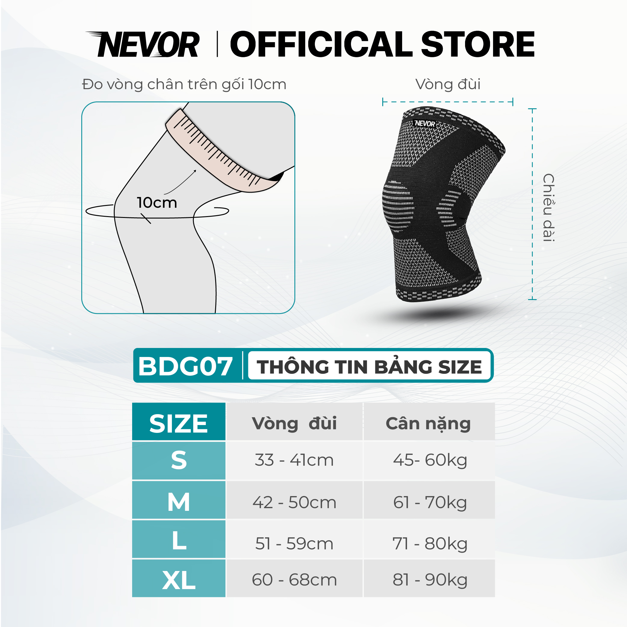 Bó Gối Thể Thao Nevor BDG07 Co Dãn 4 Chiều Giảm Thiểu Chấn Thương, Hỗ Trợ Phục Hồi Cho Bóng Đá, Bóng Chuyền, Chạy Bộ...