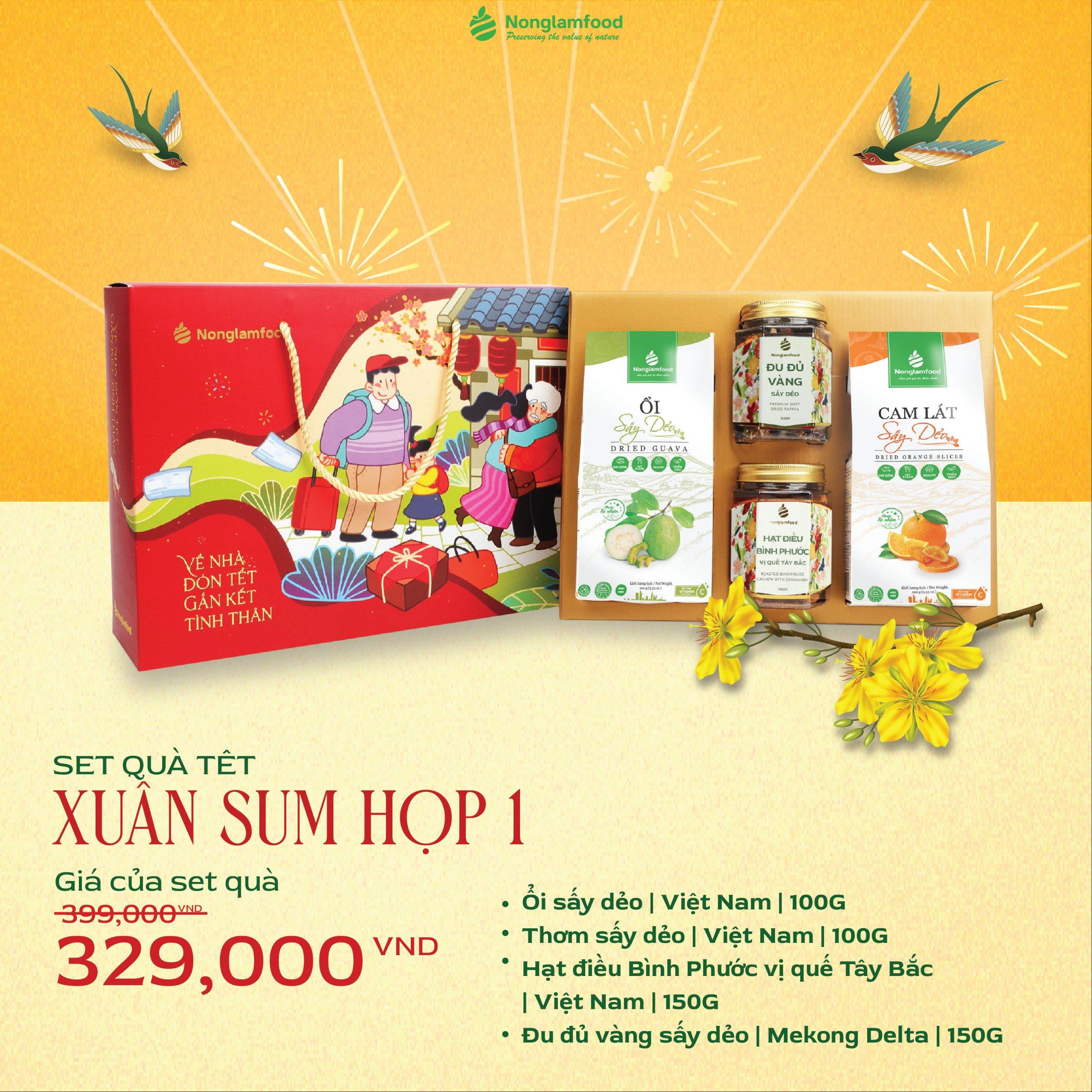 [BỘ QUÀ TẾT 20241] Set quà tết Xuân Sum Họp 1 Nonglamfood | Quà tặng cao cấp Xuân Giáp Thìn cho người thân, bạn bè, doanh nghiệp