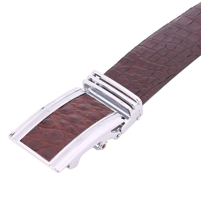 HP4852 - Dây nịt nam da cá sấu Huy Hoàng nguyên con bụng 4P màu nâu đất