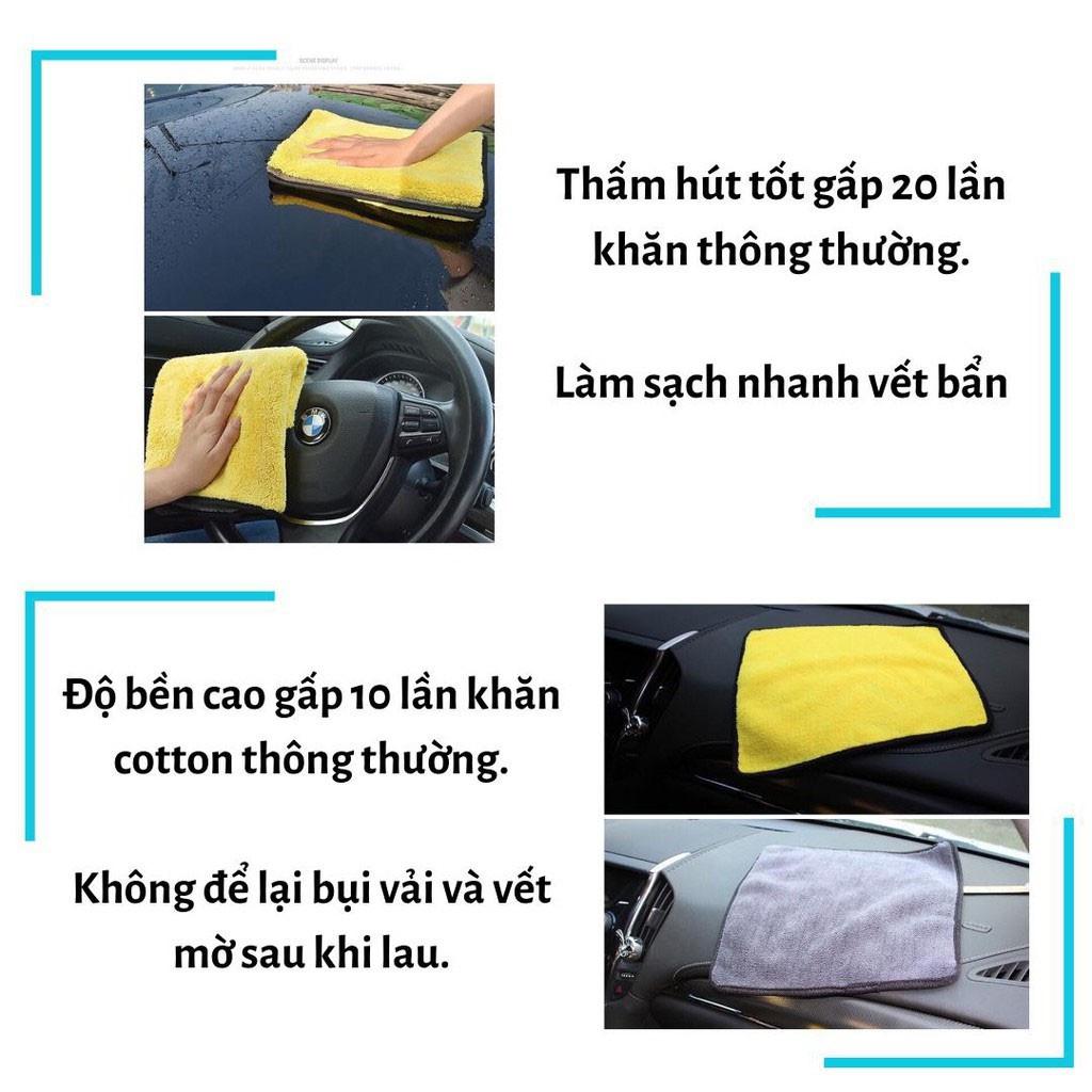 Khăn Lau Xe Đa Năng 2 Lớp Chuyên Lau Ô Tô Xe Hơi Lau Bếp Lau Kính Lay Tay Hàng Dày Siêu Mềm Mịn Thấm Hút Không Xổ Lông