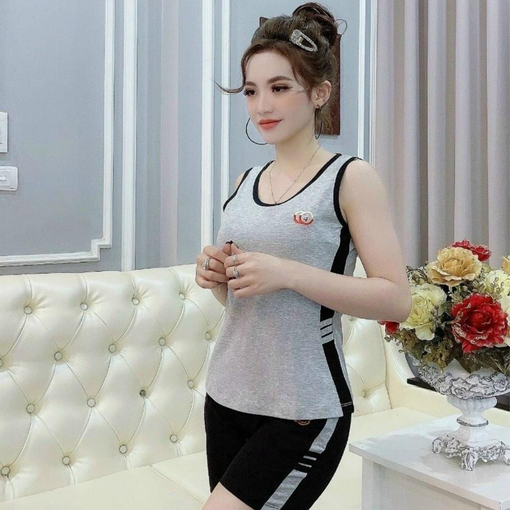 Đồ bộ nữ đồ mặc nhà thể thao dễ thương bigsize (45-85kg) Set đồ bộ nữ quần đùi áo ba lổ thun cotton co giãn ESHOP BD01